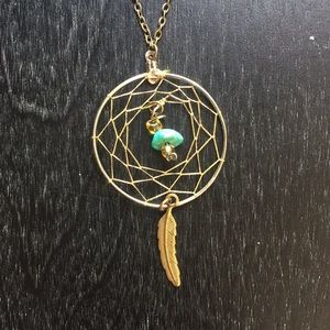 Dream Catcher Necklace with a Turquoise Stone